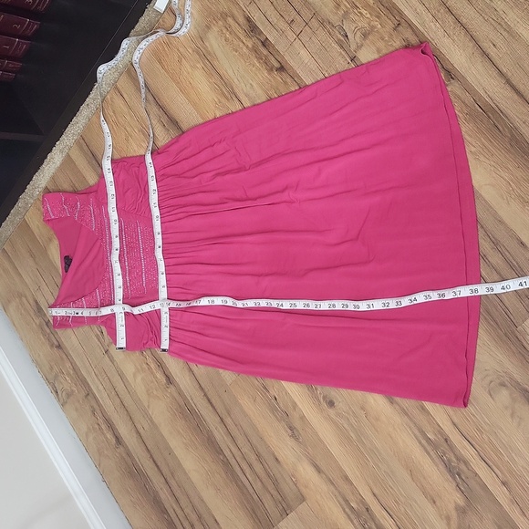 SOMA Hot Pink Rayon from Bamboo Beaded Embroidered Sundress Cover-up - Picture 9 of 10